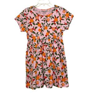 Lands‎ End Girls Dress XL Pink Fruit Print Oranges Florida Vibes Vacation Spring